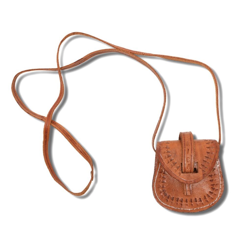 Vintage Mini Tooled Leather Shoulder Bag Purse Costa Rica Handmade Brown Travel